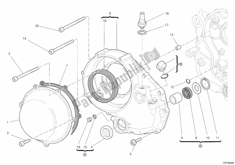 Toutes les pièces pour le Couvercle D'embrayage du Ducati Hypermotard 1100 EVO 2012
